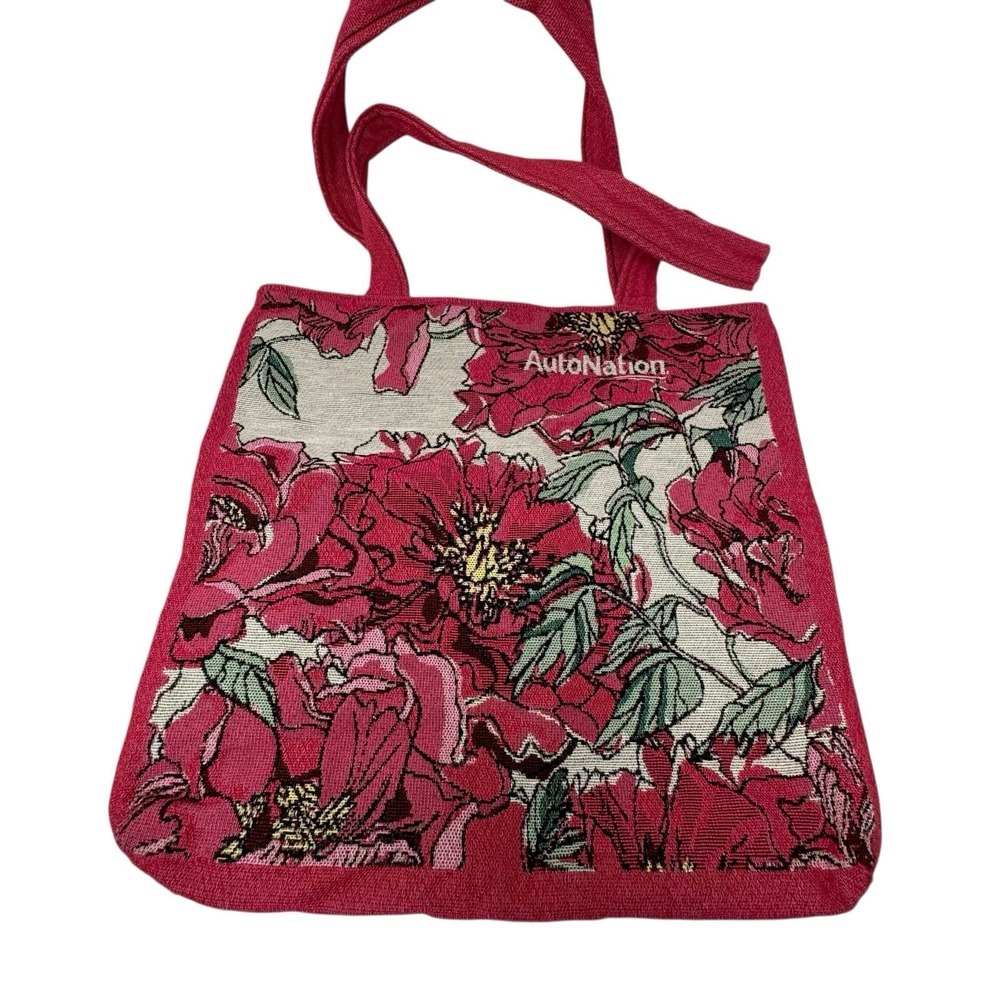 Auto‎ Nation Tote For Hope Pink Floral Tapestry Large Tote Bag 16"x16"